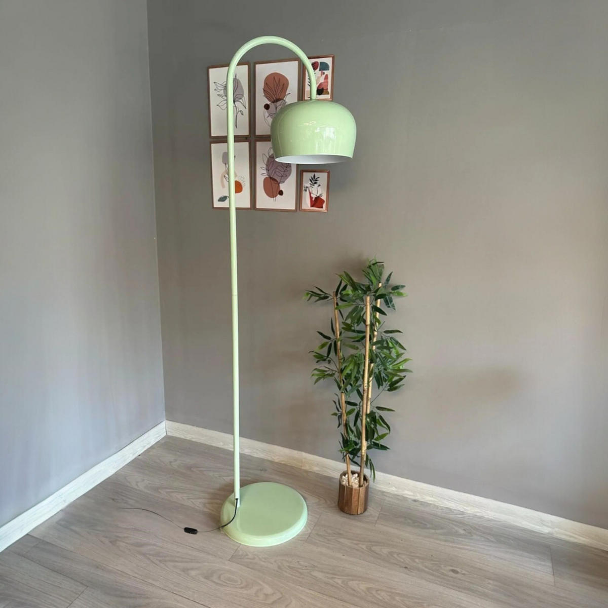STEHLEUCHTE Bogen 180 Cm - Mintgrün, Metall (37/37/180cm) - Bamyum