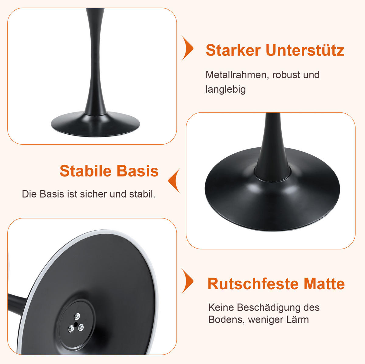 TISCH- UND STUHLSET rund 60 cm MDF Schwarz, 2 Stühle - Schwarz, Metall (60/72/60cm) - Meubliv
