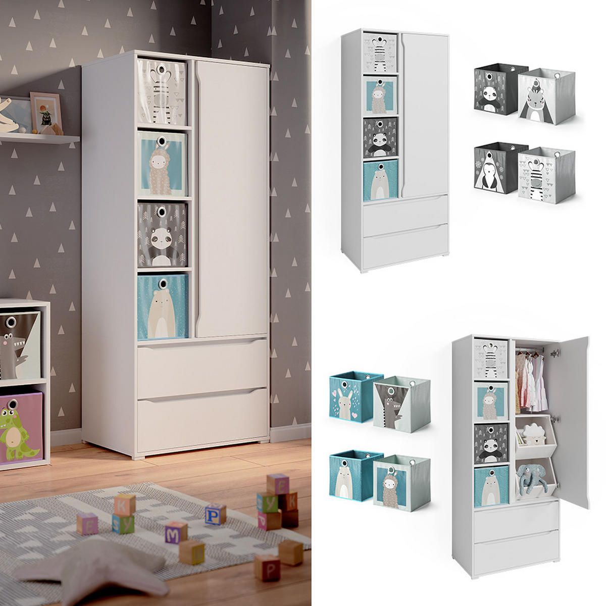 KLEIDERSCHRANK Ruben Weiß 80 x 189.9 cm - bílá, kompozitní dřevo (80/190/48cm) - Vicco