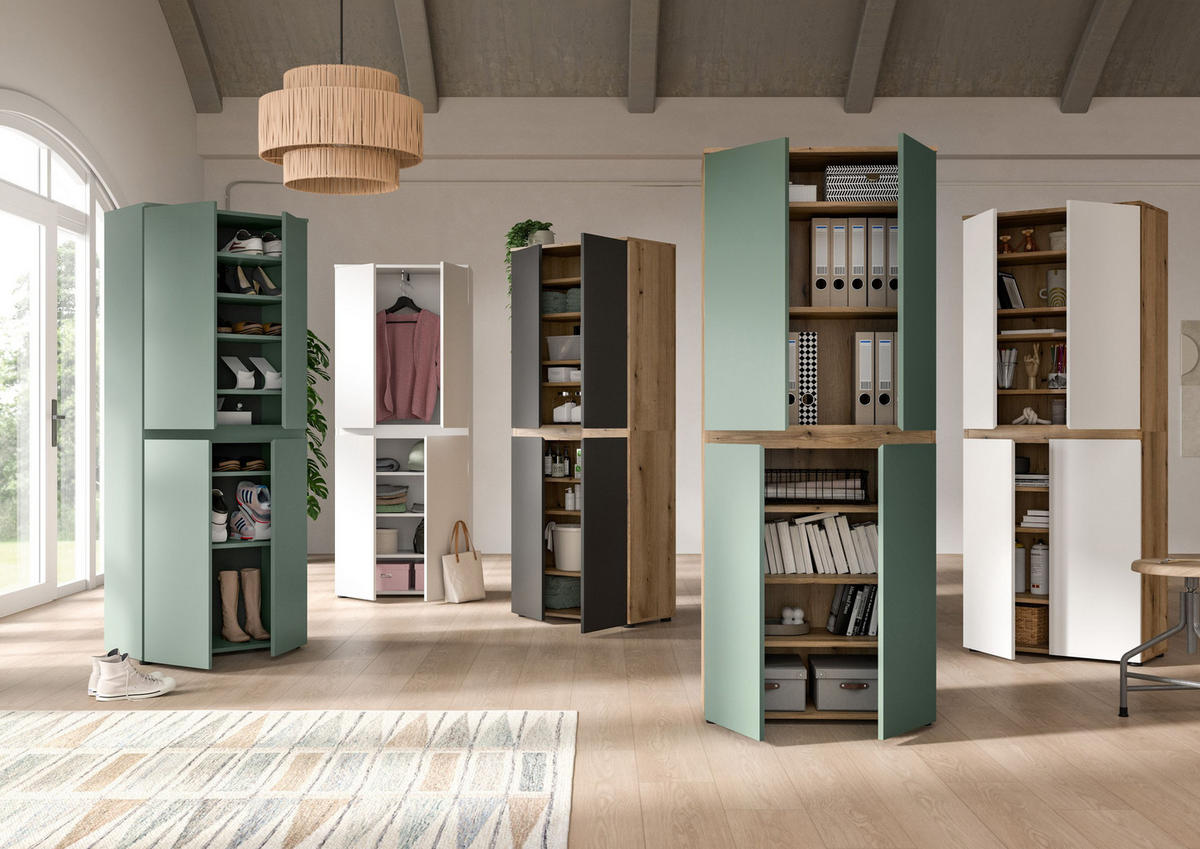 UNIVERSALSCHRANK SCARPA (B/H/T: ca. 105/111/37 cm) in Evoke Oak Nachbildung/anthrazit - Eichefarben, Holzwerkstoff (105/111/37cm)