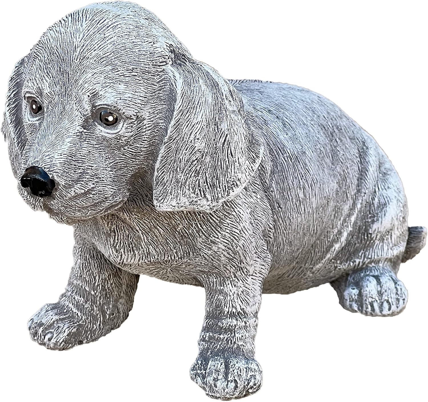 STEINFIGUR Dackel Welpe frostfest Steinguss - Grau, Stein (12/15/23cm) - stoneandstyle