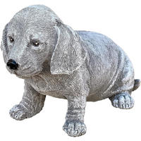 STEINFIGUR Dackel Welpe frostfest Steinguss - Grau, Stein (12/15/23cm) - stoneandstyle