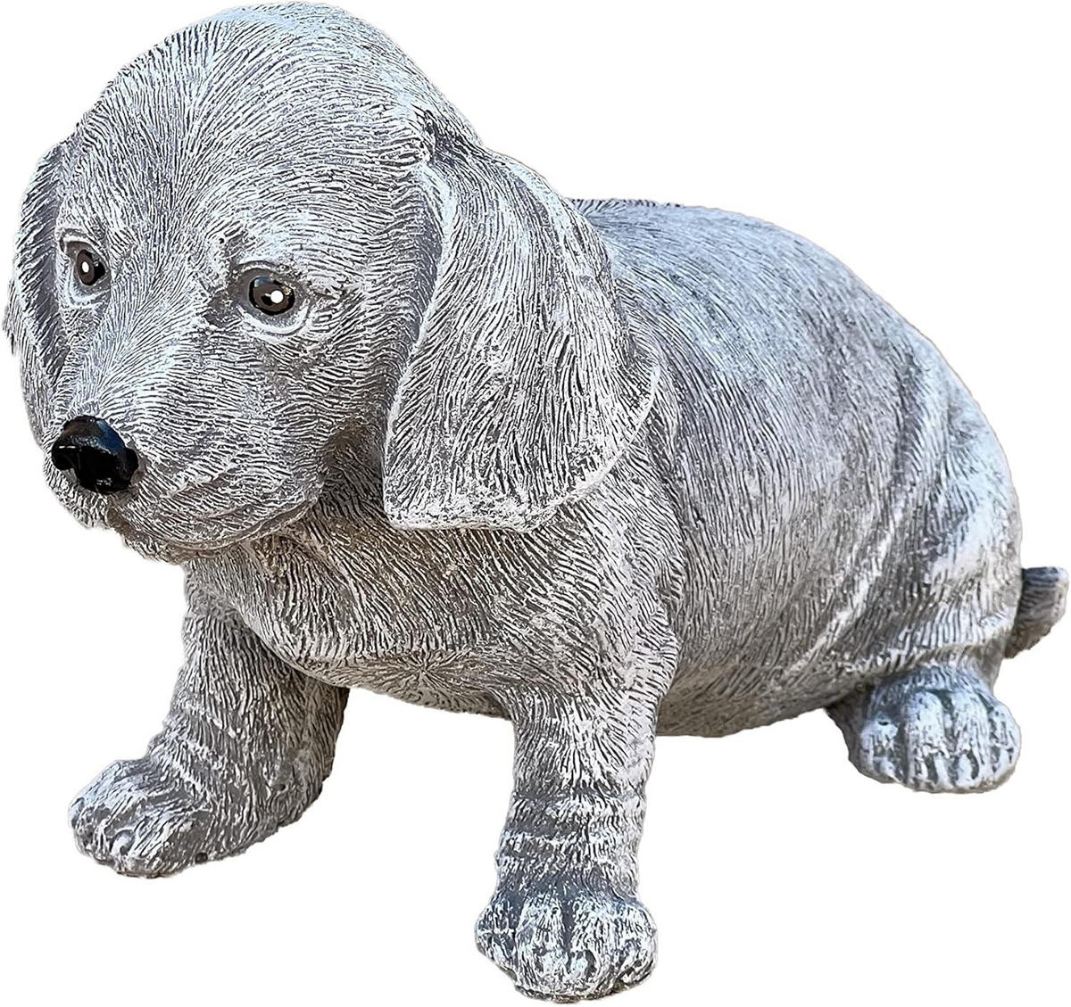 STEINFIGUR Dackel Welpe frostfest Steinguss - Grau, Stein (12/15/23cm) - stoneandstyle