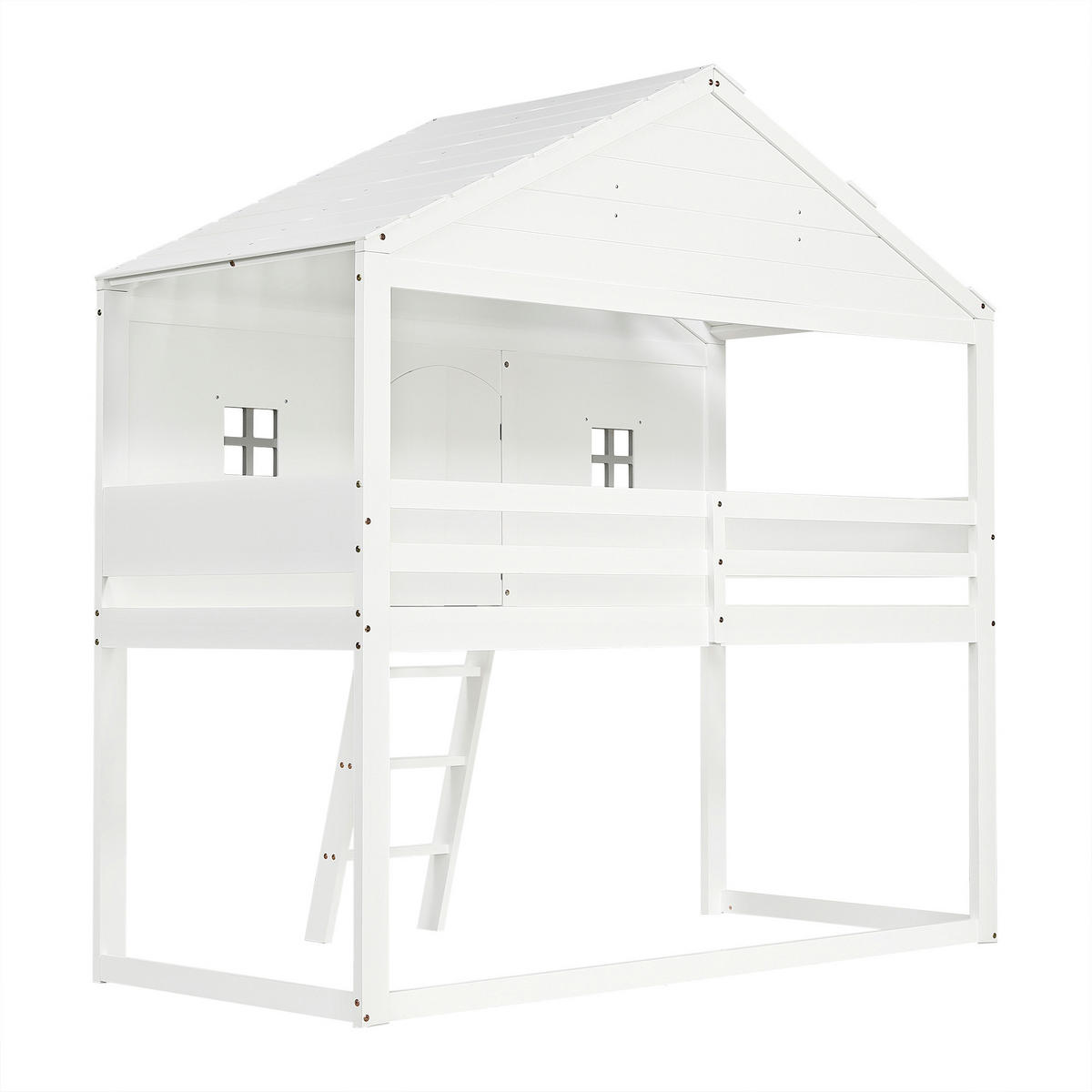 HAUSBETT 90/200 cm Weiß, Grau - Weiß, Holz/Holzwerkstoff - Raumix