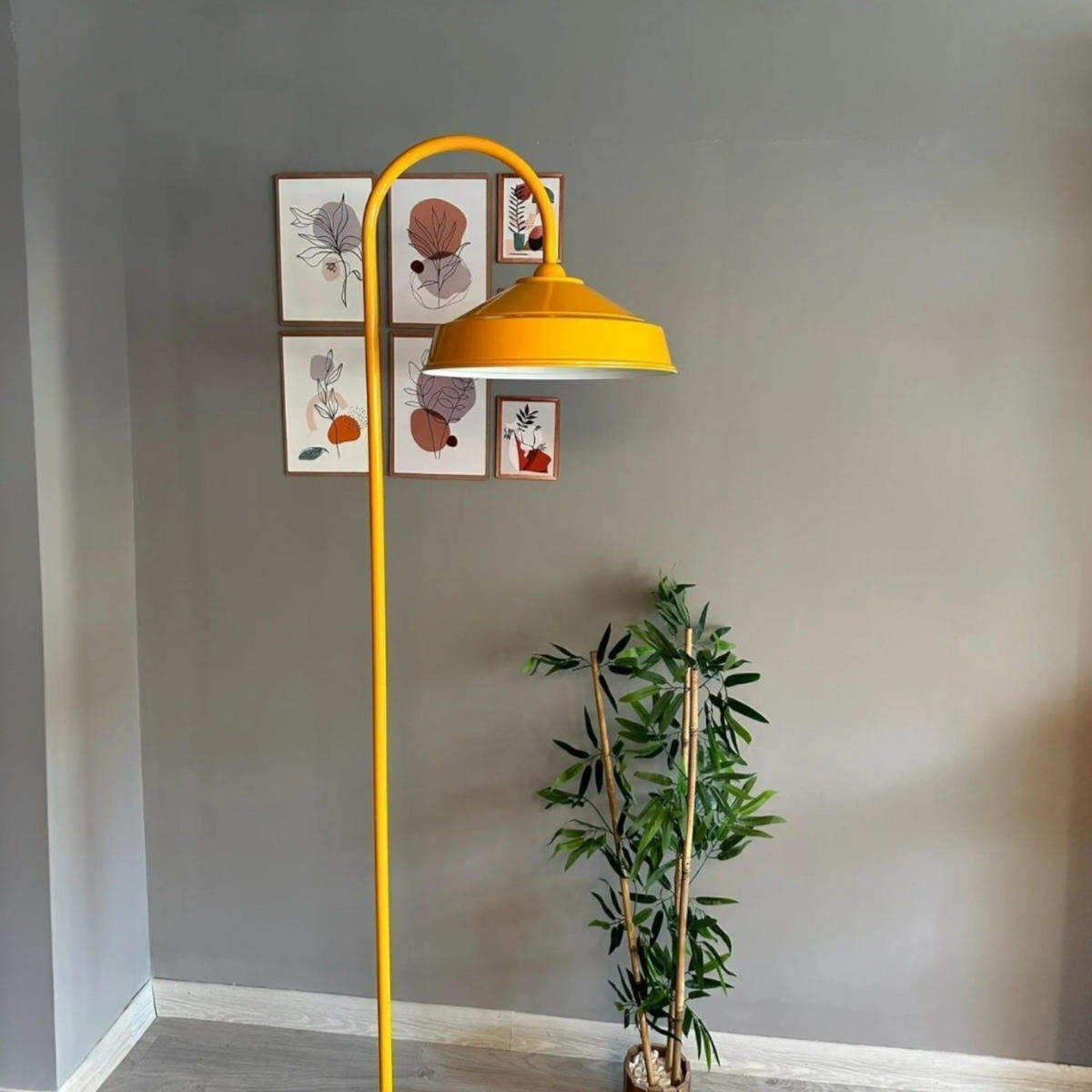 STEHLEUCHTE Bogen 180 Cm - Gelb, Metall (37/37/180cm) - Bamyum