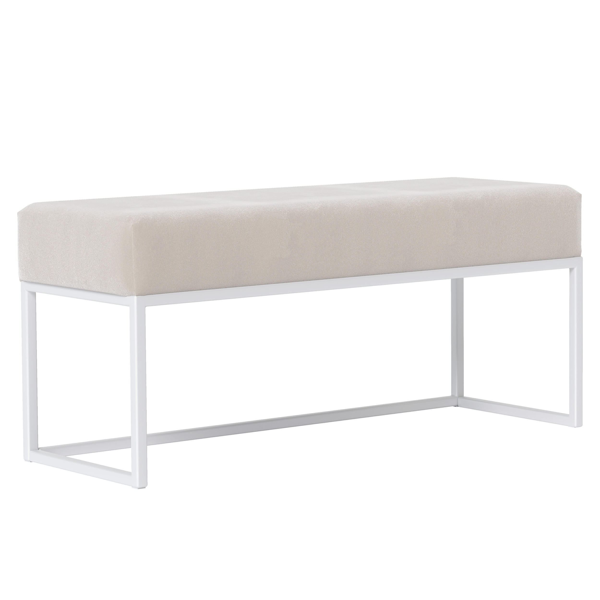 POLSTERBANK PURE 90 cm Metallgestell, Weiß / Beige - Beige/Weiß, Textil/Metall (90/44/30cm) - Idohome