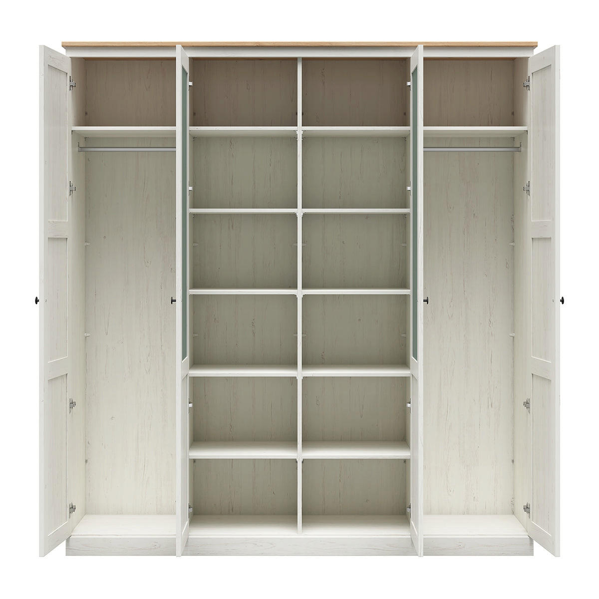 SKRIŇA 4 dvere Victoria Biela a drevo - biela, kompozitné drevo (203/220/58cm) - Petits-meubles