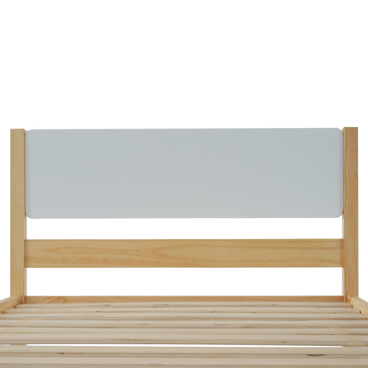 EINZELBETT aus Kiefer und MDF 90x200 cm Weiß/Natur mit 15 Lattenrosten und stabilen Mittelfüßen - Naturfarben, Holz (140/200cm) - Modfu