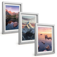 BILDER SET 3er Set - 20x30 cm Silberner Rahmen - Berglandschaften im Hintergrund - Silberfarben, Kunststoff (20/30cm) - TULUP