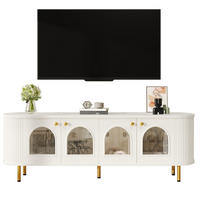 TV-ELEMENT mit 4 Glastüren 170 x 35 x 55 cm MDF White and Gold - Weiß, Holzwerkstoff (35/55/170cm) - Beauniv