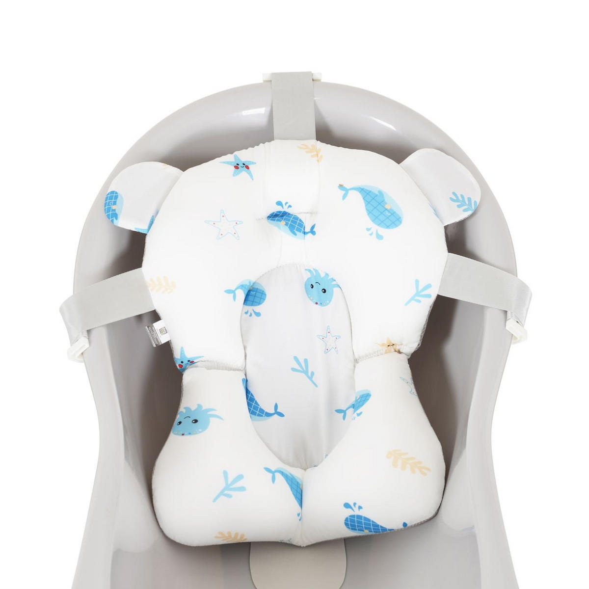 BABYBADEWANNE Badekissen Sea Stars HA-B48 blau Badeauflage, Kunststoff Clips, ab Geburt - Blau, Textil (44/33cm) - Moni