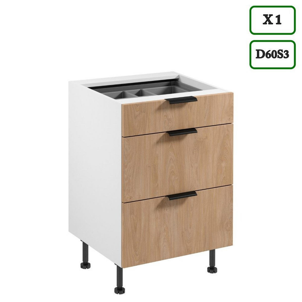 KÜCHENZEILE 400 cm –Sorento K73-M400 - in Sonoma Eiche / Weiß - Schwarz/Weiß, Holz/Metall (400/247/58cm)
