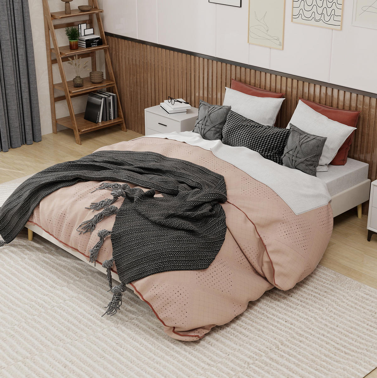 POSTELOVÝ rám 160/200 cm béžový z látky a kovu s nastavitelnou opěrkou - béžová, textil (160/200cm) - OKWISH
