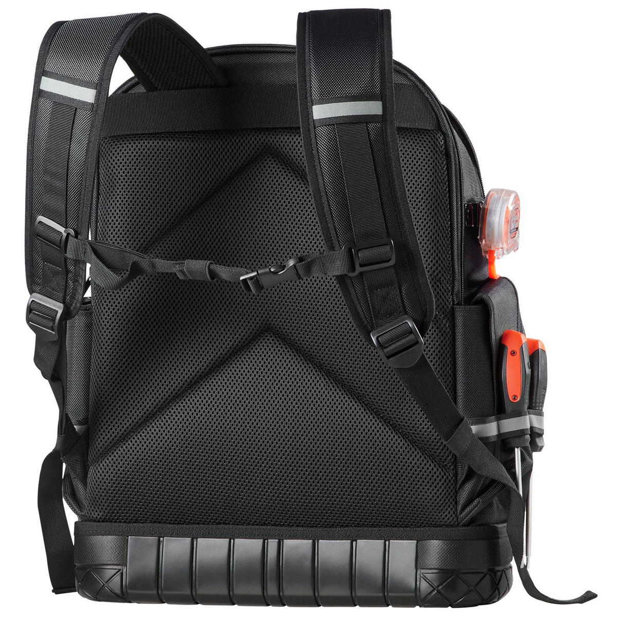 WERKZEUGTASCHE 64 Fächer Laptopfach Hartboden für Elektriker Handwerker - Schwarz, Metall (10/10/10cm) - Raelunyi