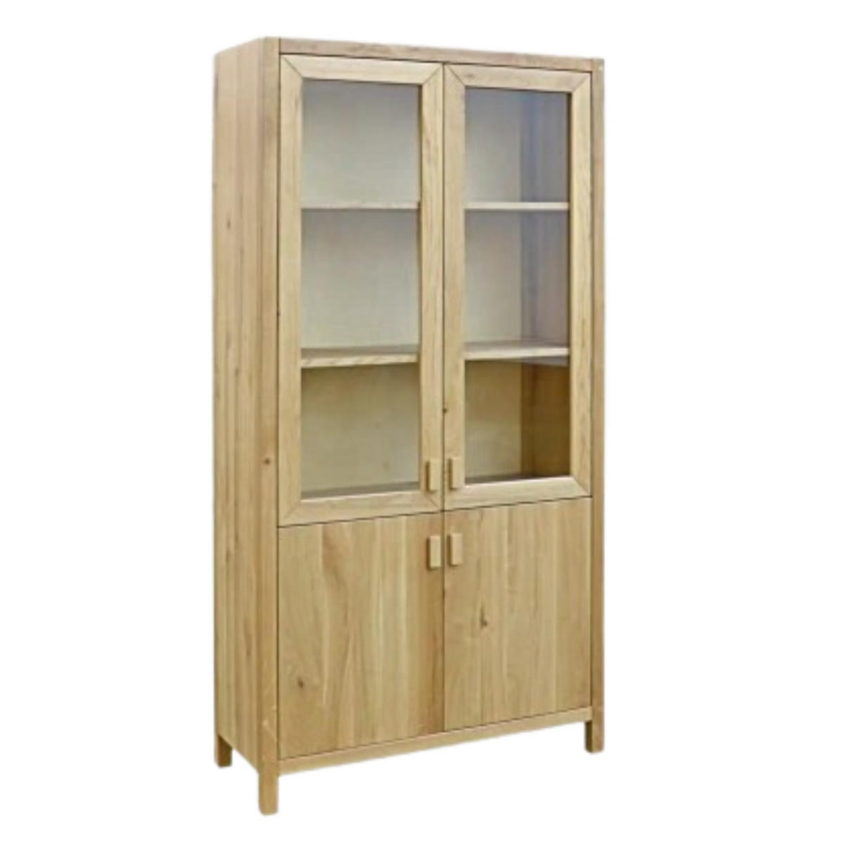 VITRINENSCHRANK aus Massivholz ins Wohnzimmer Büro DAVOS - Eichefarben, Holz (90/200/40cm) - Rawood Furniture