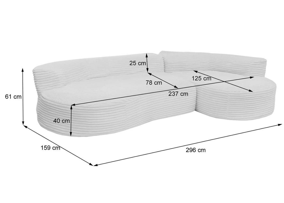 SOFA-GARNITUR Weiß - Weiß, Textil (296/61/159cm) - MCW