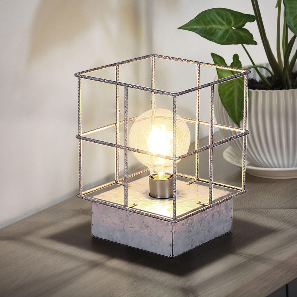 TISCHLEUCHTE MERRIL Silber Metall - Silberfarben, Metall (20/20/25cm) - Globo Lighting