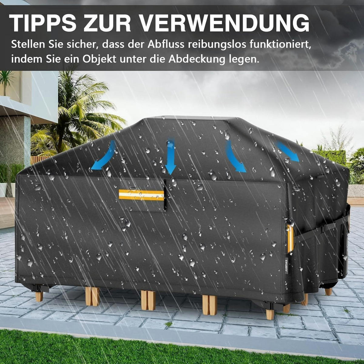 GARTENMÖBEL Abdeckung 180 x 120 x 74 cm Wasserdicht 420D Gewebe - Schwarz, Textil (120/74/180cm)
