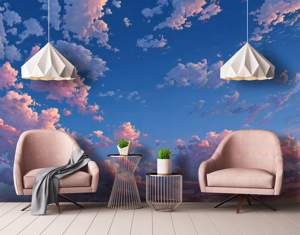 FOTOTAPETE Wolken Himmel Blau 400x280 cm - Multicolor, Papier (400/280cm) - Wallarena