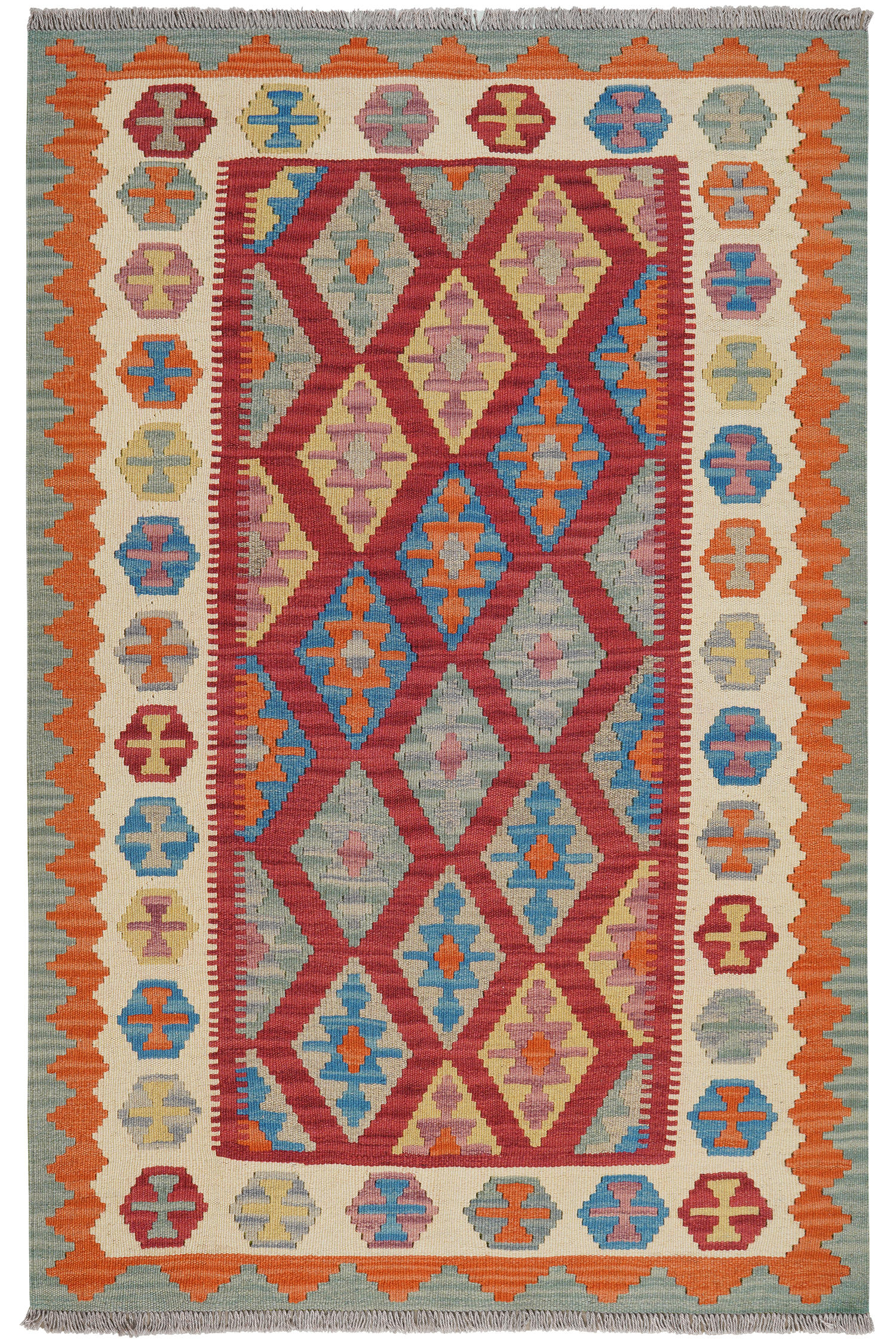 HANDWEBTEPPICH Kelim Gashgai Rot 188/123 cm Schurwolle - Rot, Textil (123/188cm) - Looma
