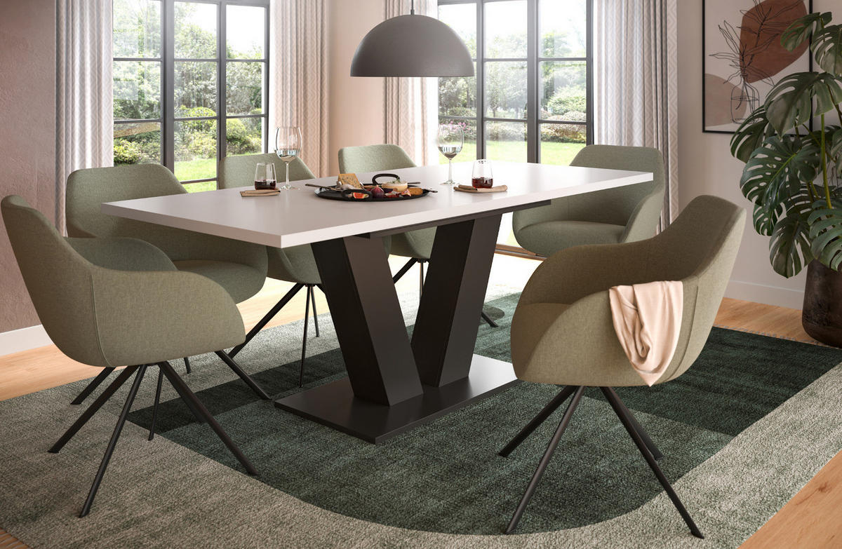 ESSTISCH weiß, grau 150 - 190 cm, Küchentisch ausziehbar - Weiß/Grau, Holz/Holzwerkstoff (150/90/76cm) - Inn.Furn
