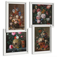 BILDER SET 4er Set - 50x50 cm & 40x60 cm Weißer Rahmen - Blumenarrangements in Vasen - Weiß, Kunststoff (50/50cm) - TULUP