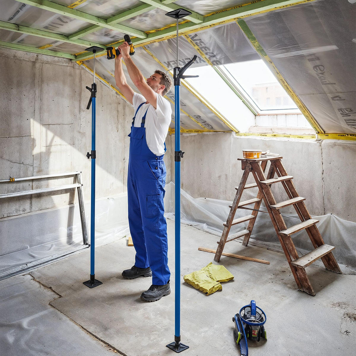 TELESKOPSTÜTZEN 4er Set, mit Schnellspannsystem, blau - Blau, Textil - tectake
