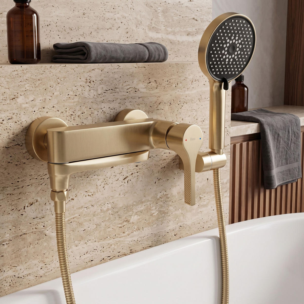 WANNENARMATUR Premium Rea Maxim Brush Gold - Goldfarben, Metall (20/11.5/20.3cm) - REA
