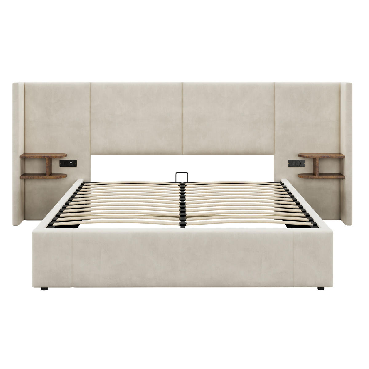 POLSTERBETT 160/200 cm Beige aus Samt mit Stauraum - Beige, Textil (160/200cm) - OKMYHOME