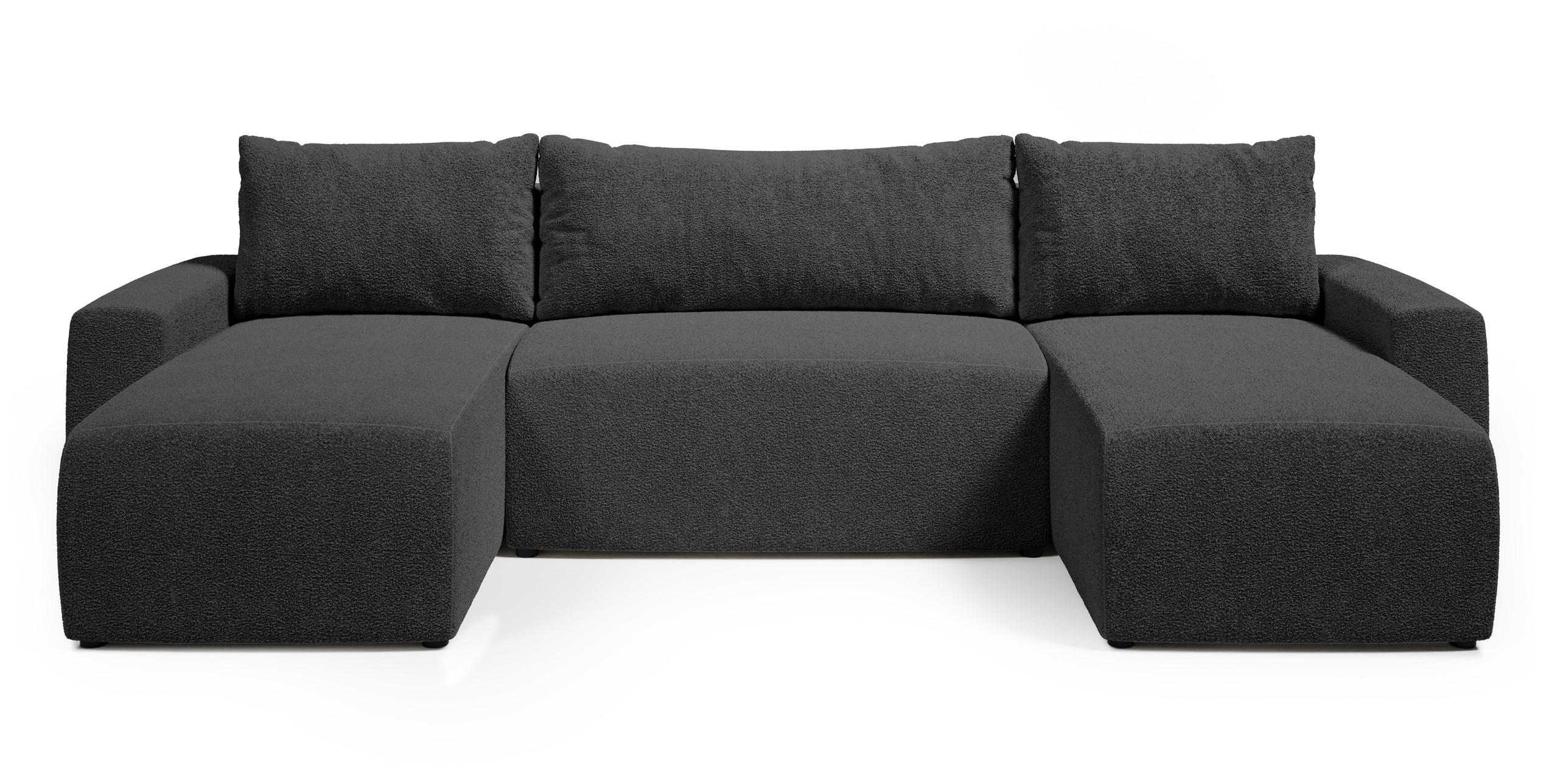 WOHNLANDSCHAFT Plush mit Schlaffunktion Anthrazit Boucle - Anthrazit, Kunststoff/Textil (315/72/145cm) - Bromarkt
