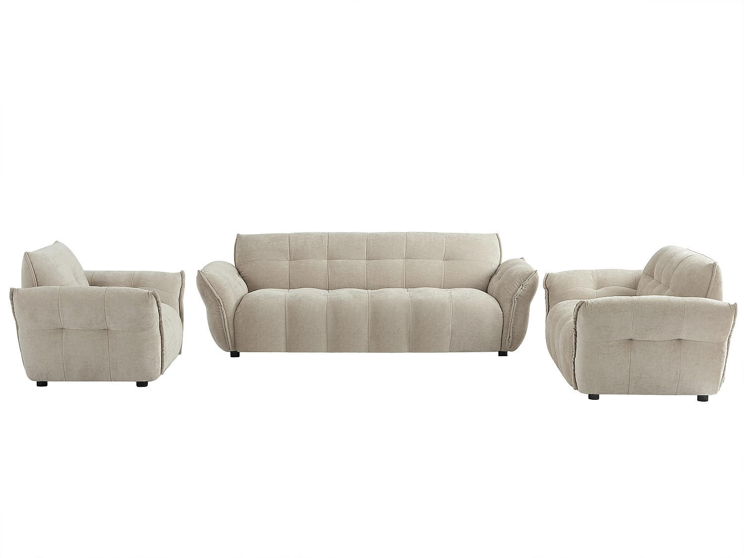 COUCHGARNITUR mit Sessel - 6 Personen - stoff - beige Napizo - Beige, Holz/Textil (120/79/89cm) - Vente-Unique