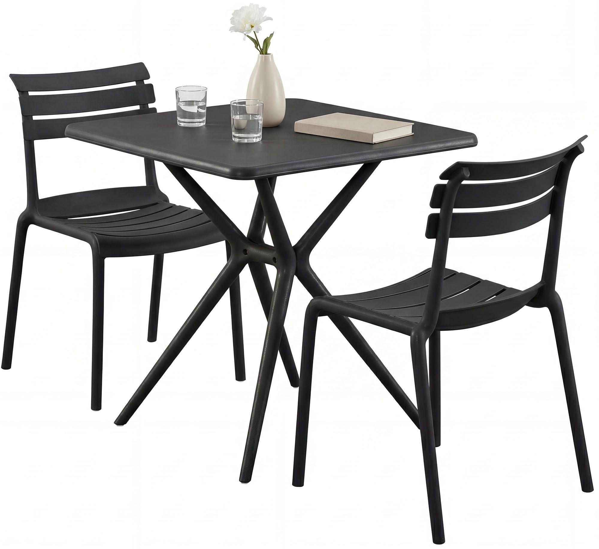 GARTENSITZGRUPPE 2 Kunststoff Schwarz - Schwarz, Kunststoff - CLP