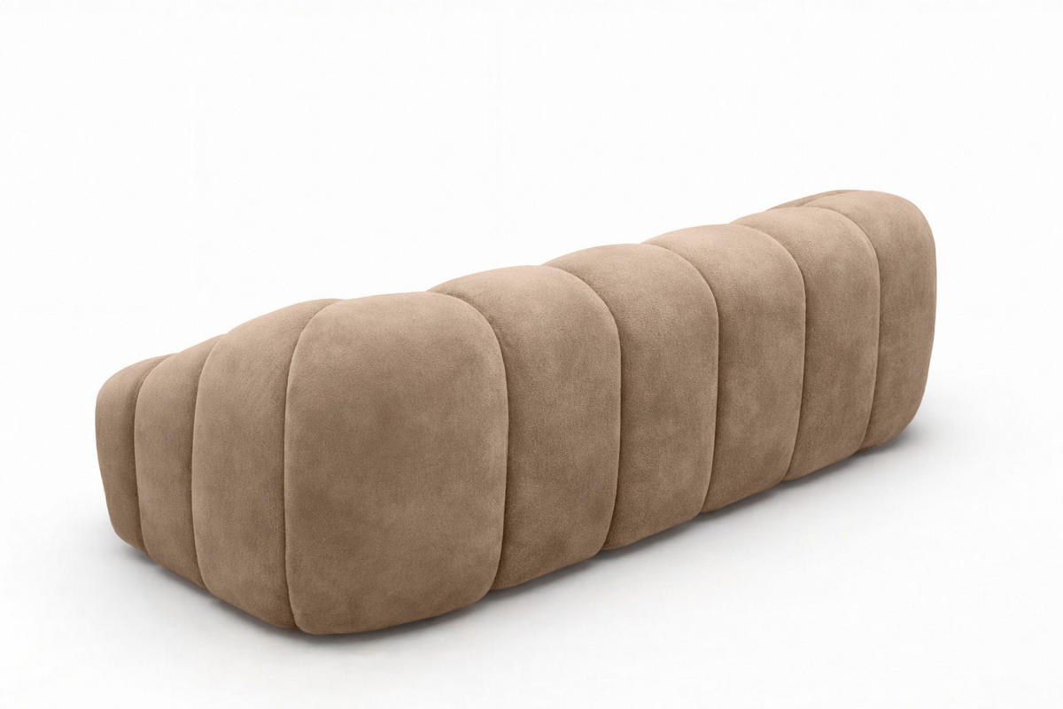 SOFA 3-Sitzer modular, Veloursstoff Bluvel, Latte, CROISSANT - Hellbraun, Holz (240/72/115cm) - Kaiser Möbel