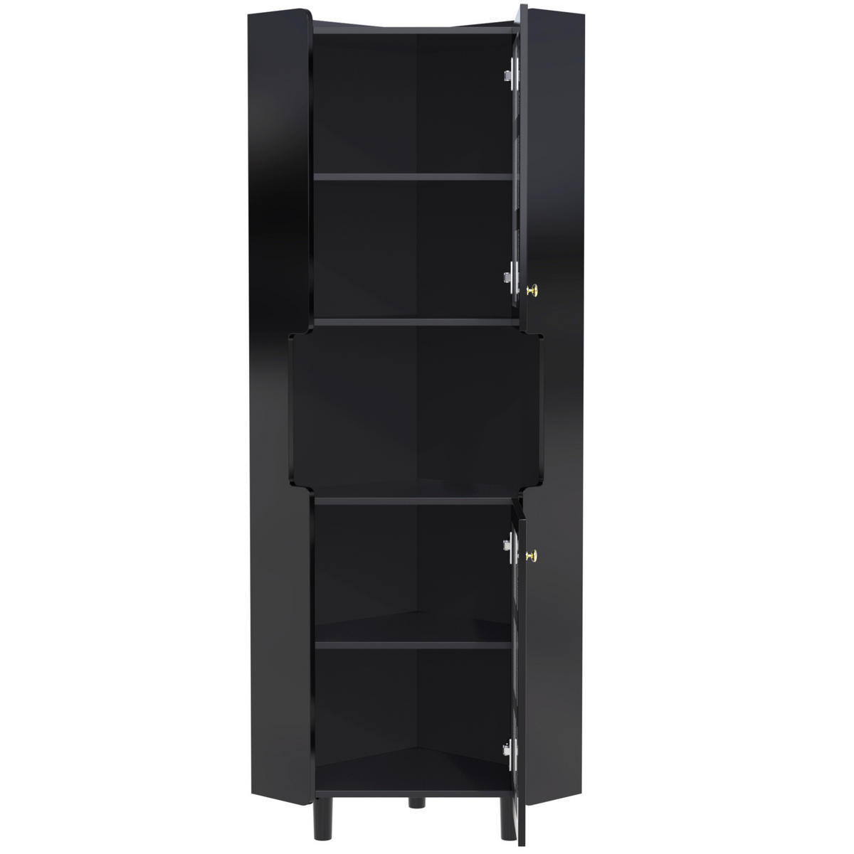 HOCHSCHRANK 63,5/157,5 cm aus MDF mit App-gesteuerter LED-Beleuchtung Schwarz - Schwarz, Holzwerkstoff (63.5/157.5/17cm) - Modenvie