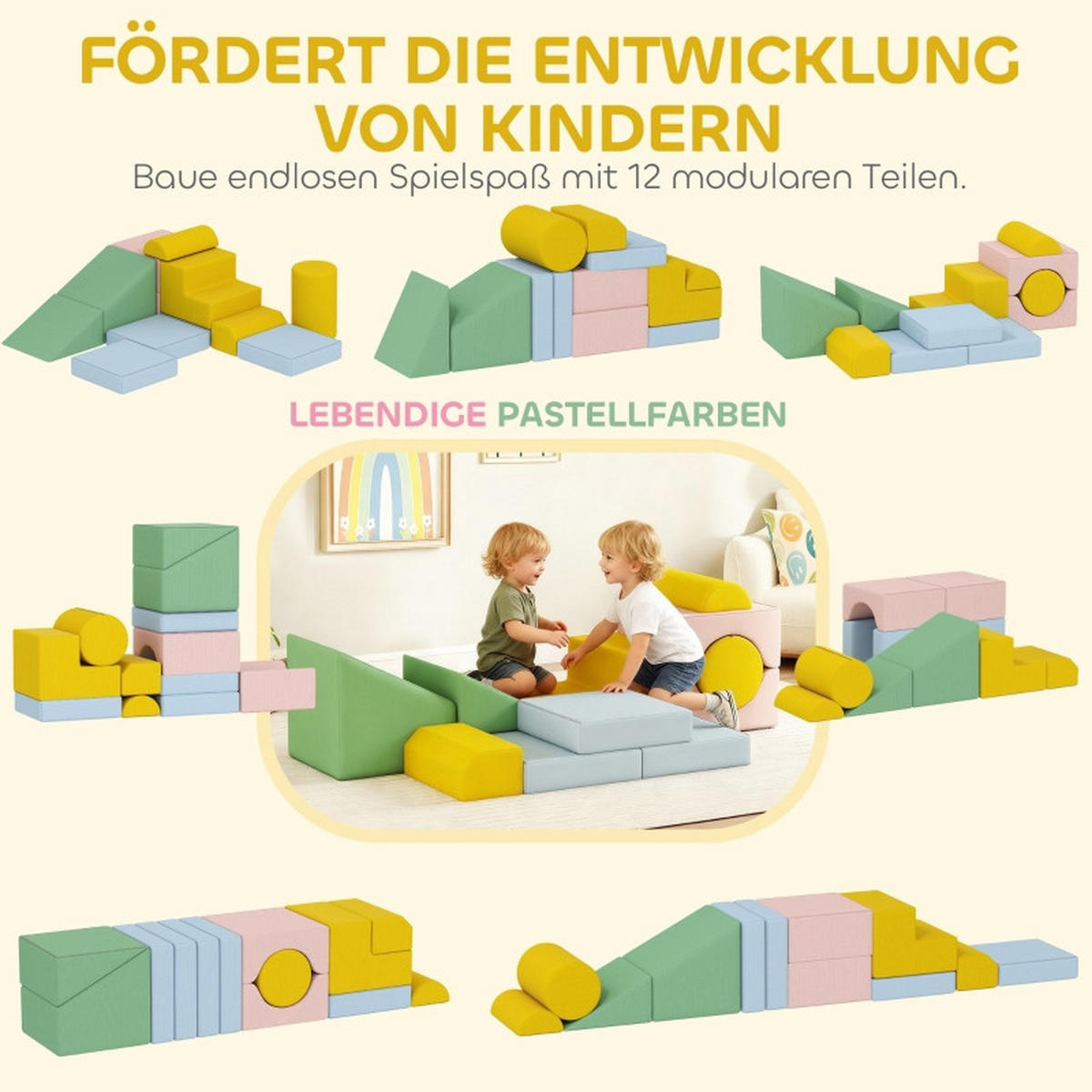 KONSTRUKTIONSSPIELZEUG Bausteine - Multicolor, Kunststoff (40/40/160cm) - Korfee