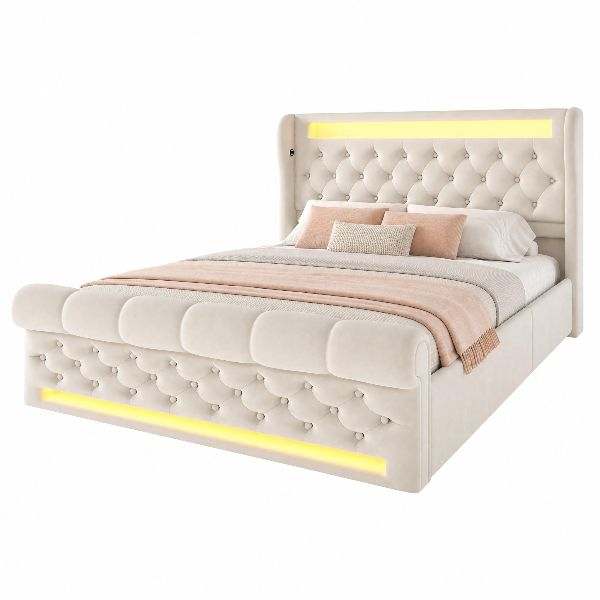 Beauniv Polsterbett Beige 140x200 cm