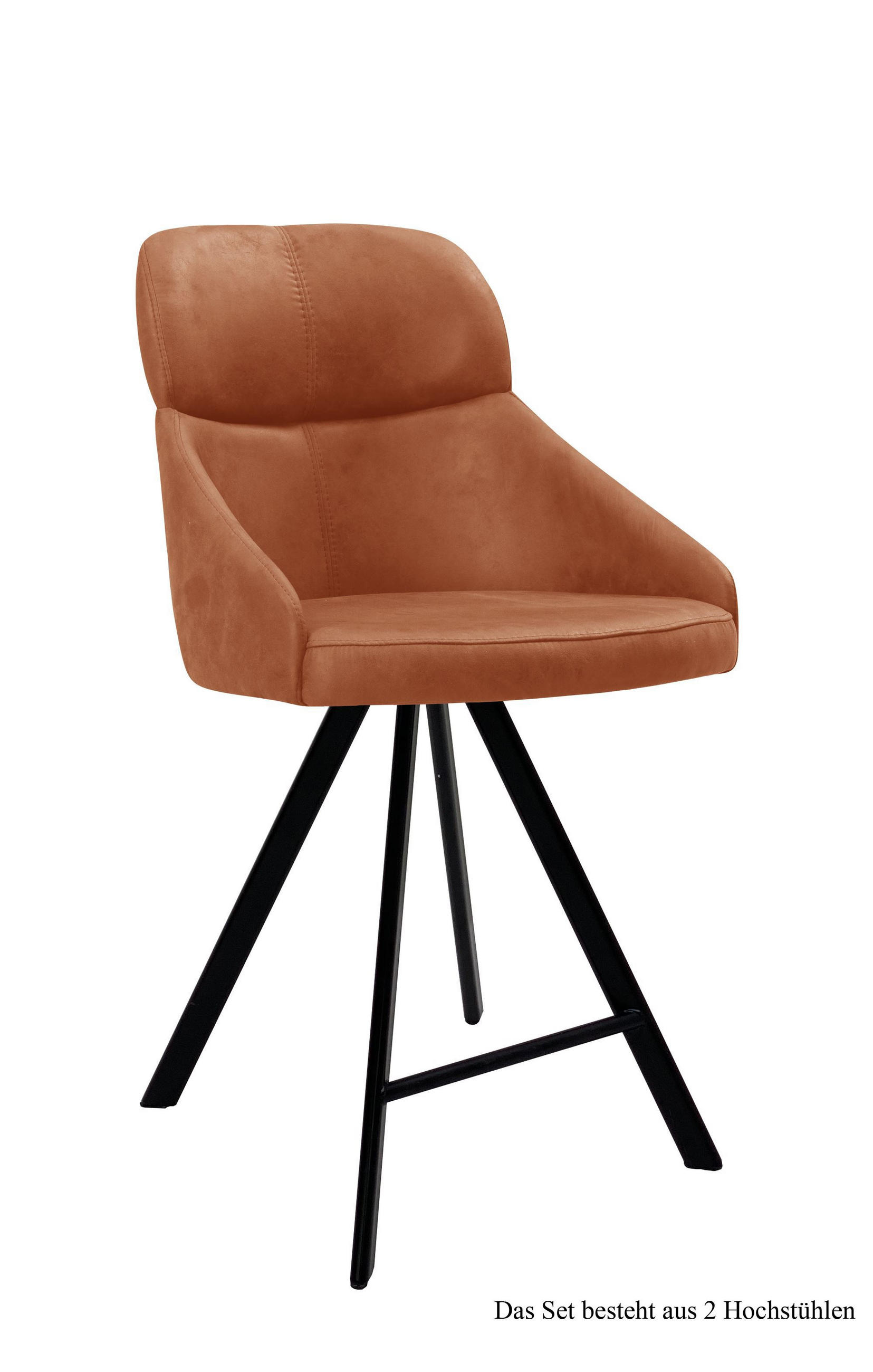 THEKENSTUHL drehbar (2er-Set) Diljana 52x99x63 Schwarz/Cognac - Cognac/Schwarz, Kunststoff (63/99/52cm) - 58aufmkessel