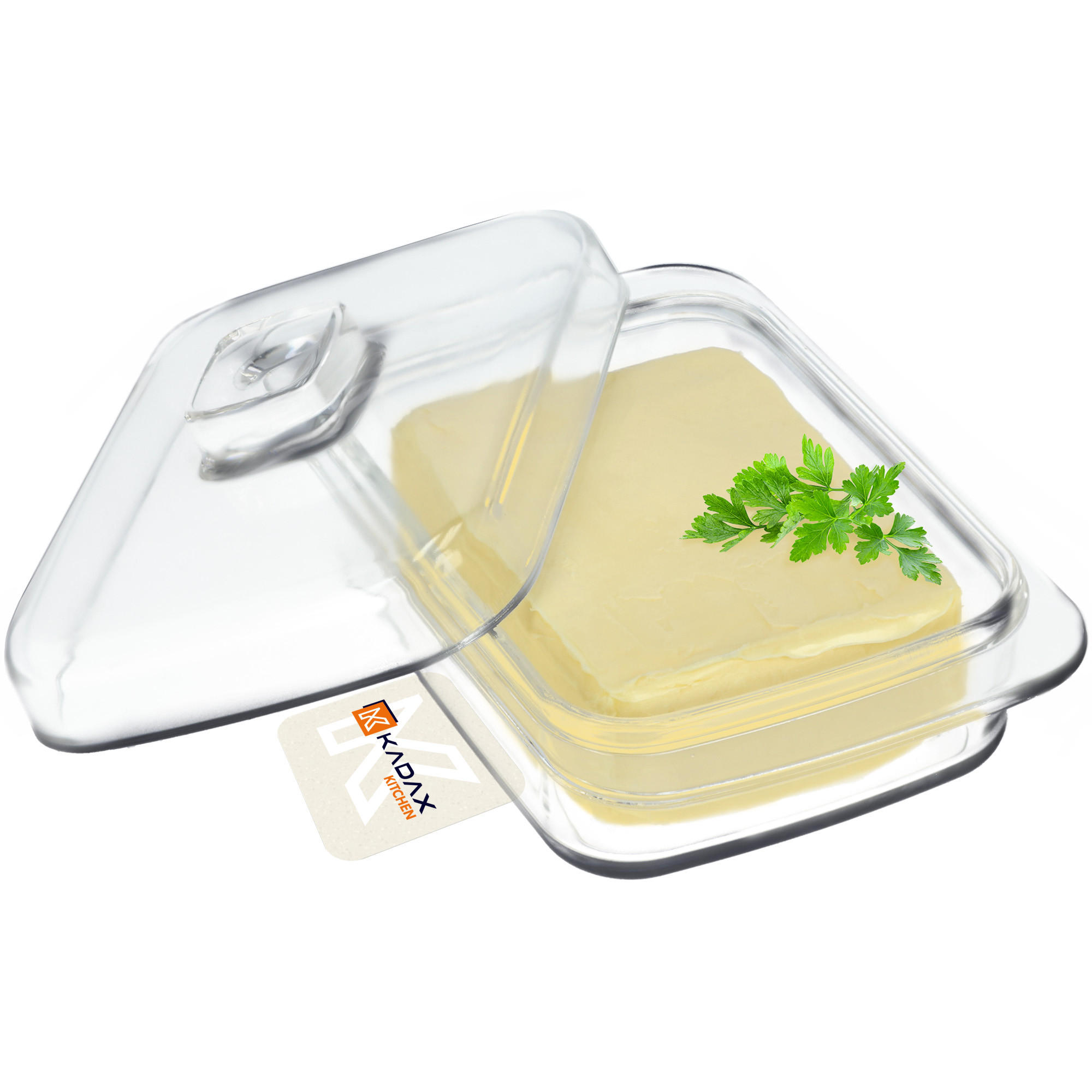 BUTTERDOSE mit Deckel, 11 x 7 cm - Transparent, Glas (11/10.5/16cm) - KADAX
