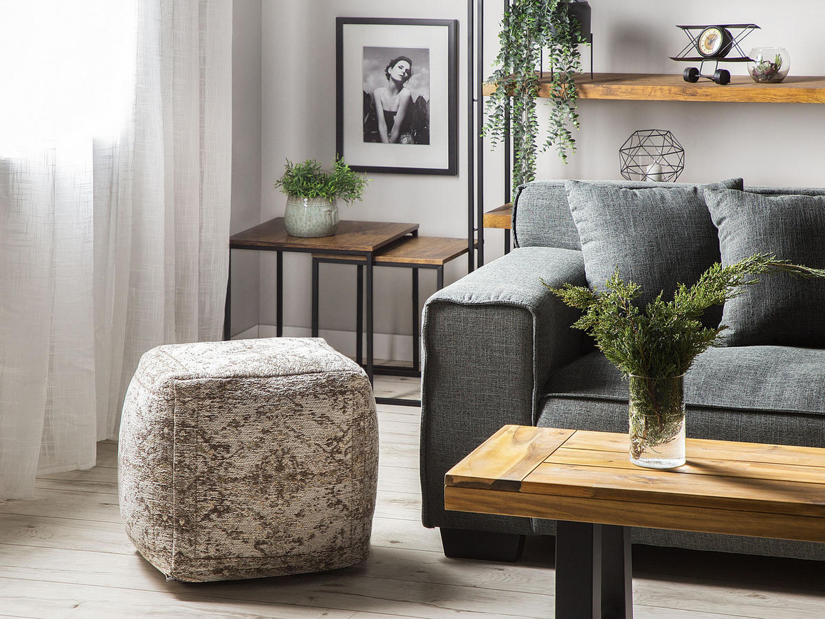 POUF Meerut 42/42/42 cm - Braun, Naturmaterialien/Textil (42/42/42cm) - Beliani