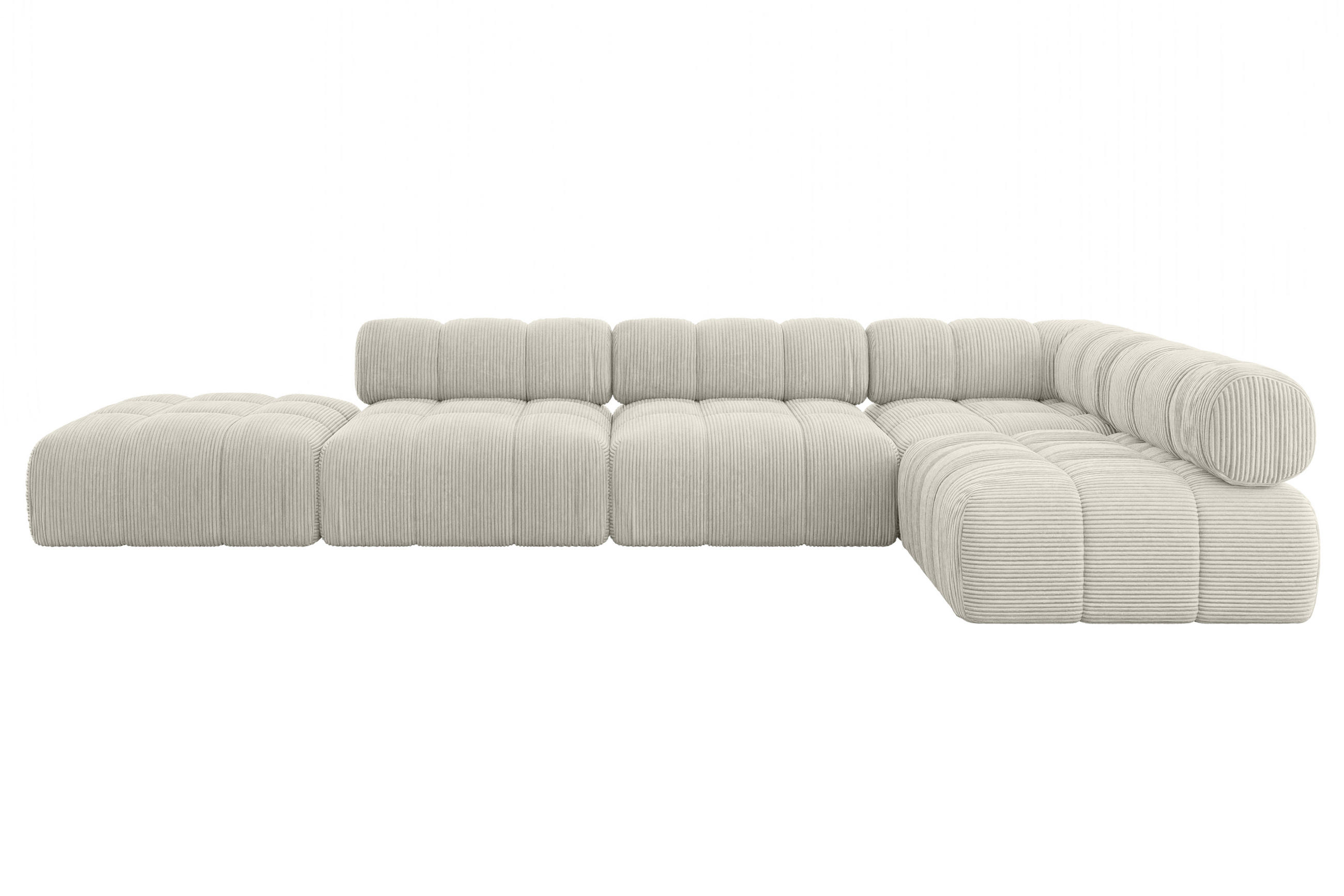 ECKSOFA modulares Sofa Favio-L2 - 380x190x70 cm Creme Cord - Hellgrau/Creme, Holzwerkstoff/Textil (380/190cm) - ALTDECOR