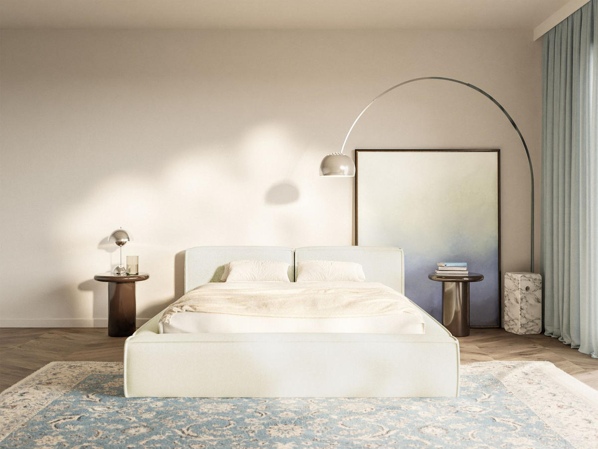 POLSTERBETT Tilves Slim Creme 160x200 cm - Creme/Schwarz, Kunststoff/Textil (160/200cm) - Selsey