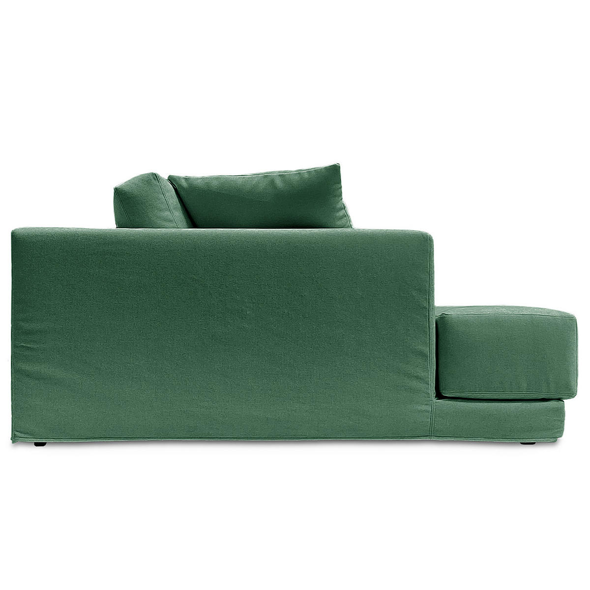 ECKSOFA mit Wechselbezug - Longchair, Webstoff - Schwarz/Grün, Kunststoff/Textil (260/155cm) - home24