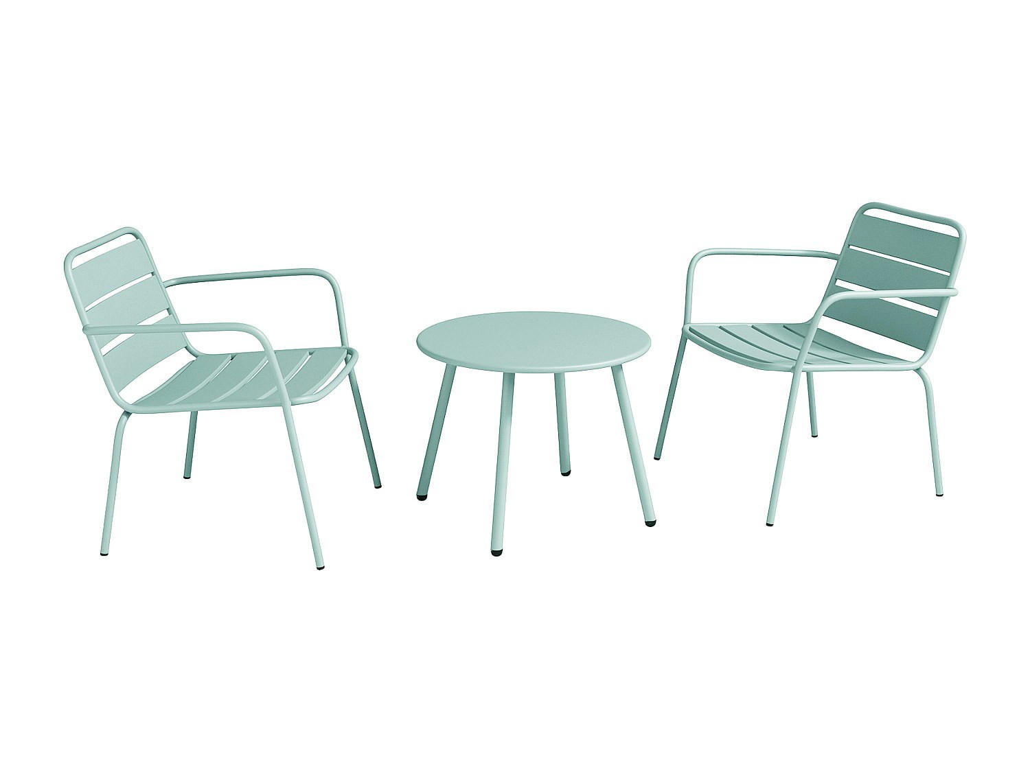 GARTENSITZGRUPPE im Set - 2 Personen-Sitzer - Metall - Mandelgrün - - Grün, Metall - Vente-Unique