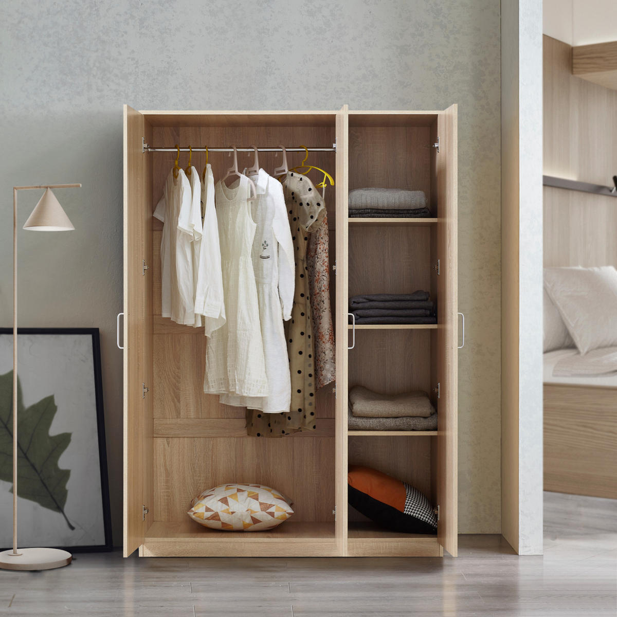 KLEIDERSCHRANK Bodolz - Sonoma Eiche, Holzwerkstoff (120/176/52cm) - [en.casa]