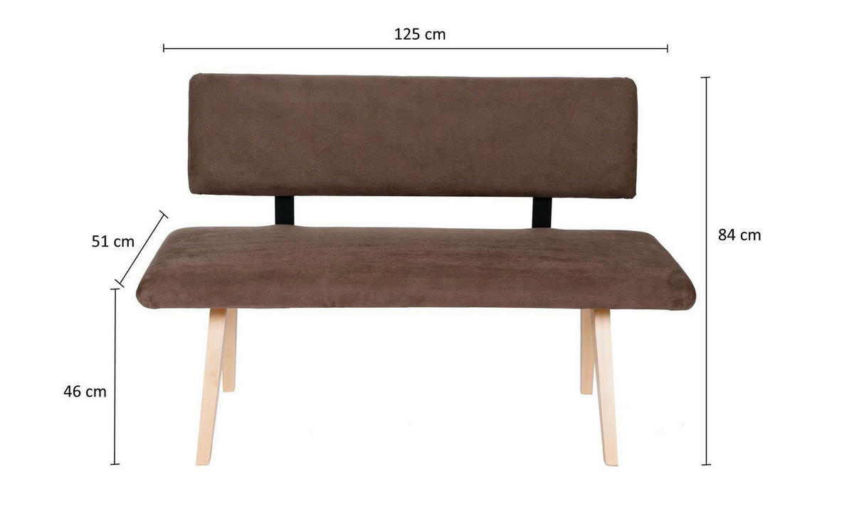 SITZBANK Die Natürliche - Buchefarben/Braun, Holz/Textil (51/84/125cm) - Kundler Home
