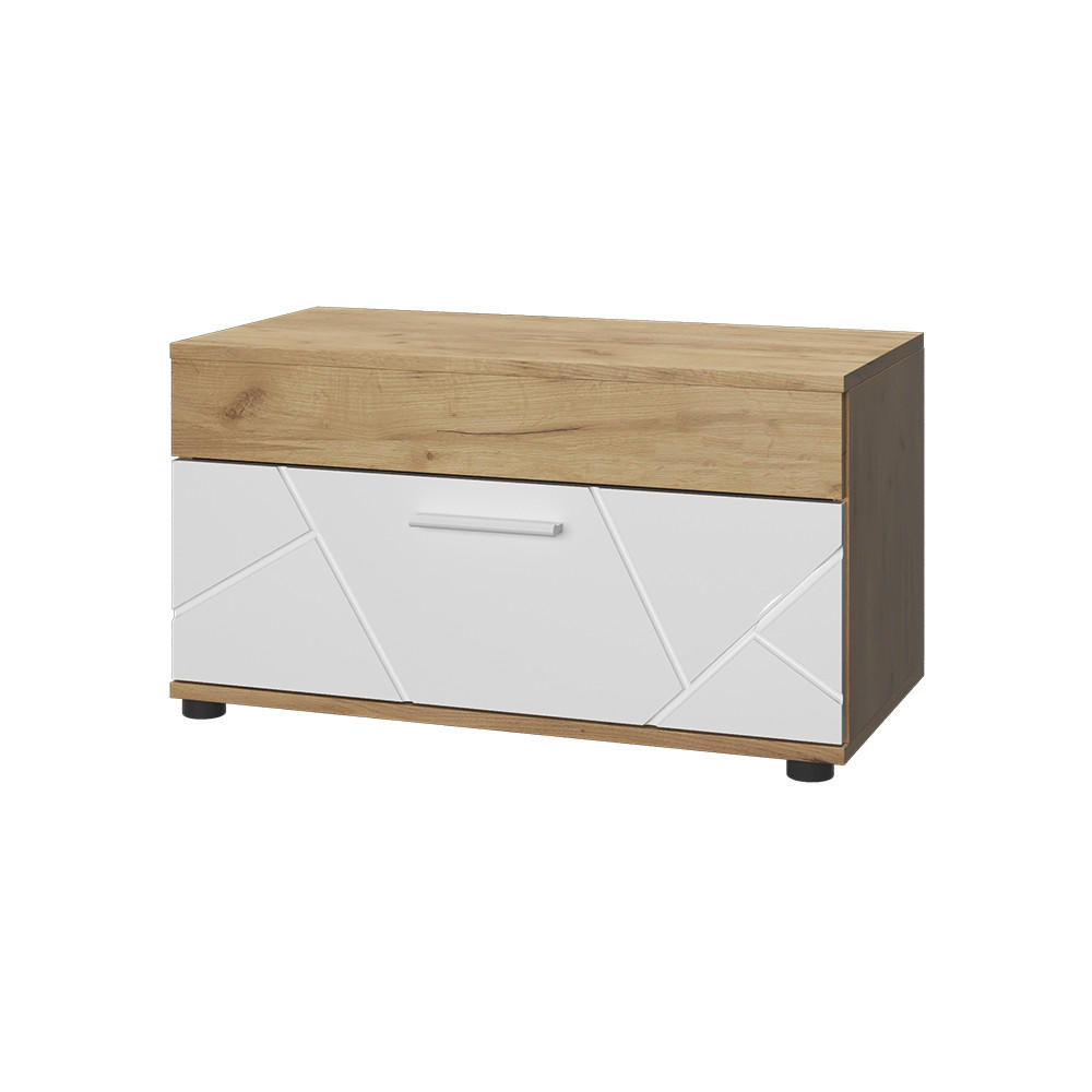 POLICE NA KNIHY Berno Zlatá síla dub/bílá - bílá/medově dubová, kompozitní dřevo (70.8/38.9/35.3cm) - Vicco