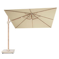 AMPELSCHIRM quadratisch 3 x 3 m Challenger T² Premium 360° kippbar natur/teak - Creme, Metall (300/300cm) - Platinum