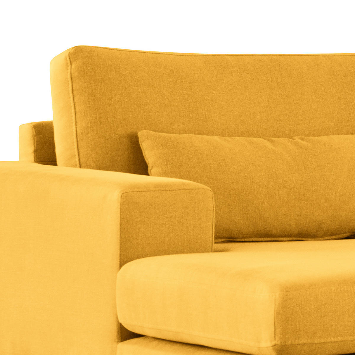 ECKSOFA mit Longchair - Gelb/Buchefarben, Buchenholz/Textil (281/153cm) - home24