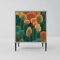 SIDEBOARD AUTUMN KALEIDOSCOPE, Grau, 57,5x42x72,5 cm, Schwarze Metallfüße - Multicolor/Schwarz, Holzwerkstoff/Metall (57.5/72.5/42cm) - SpaceRebels