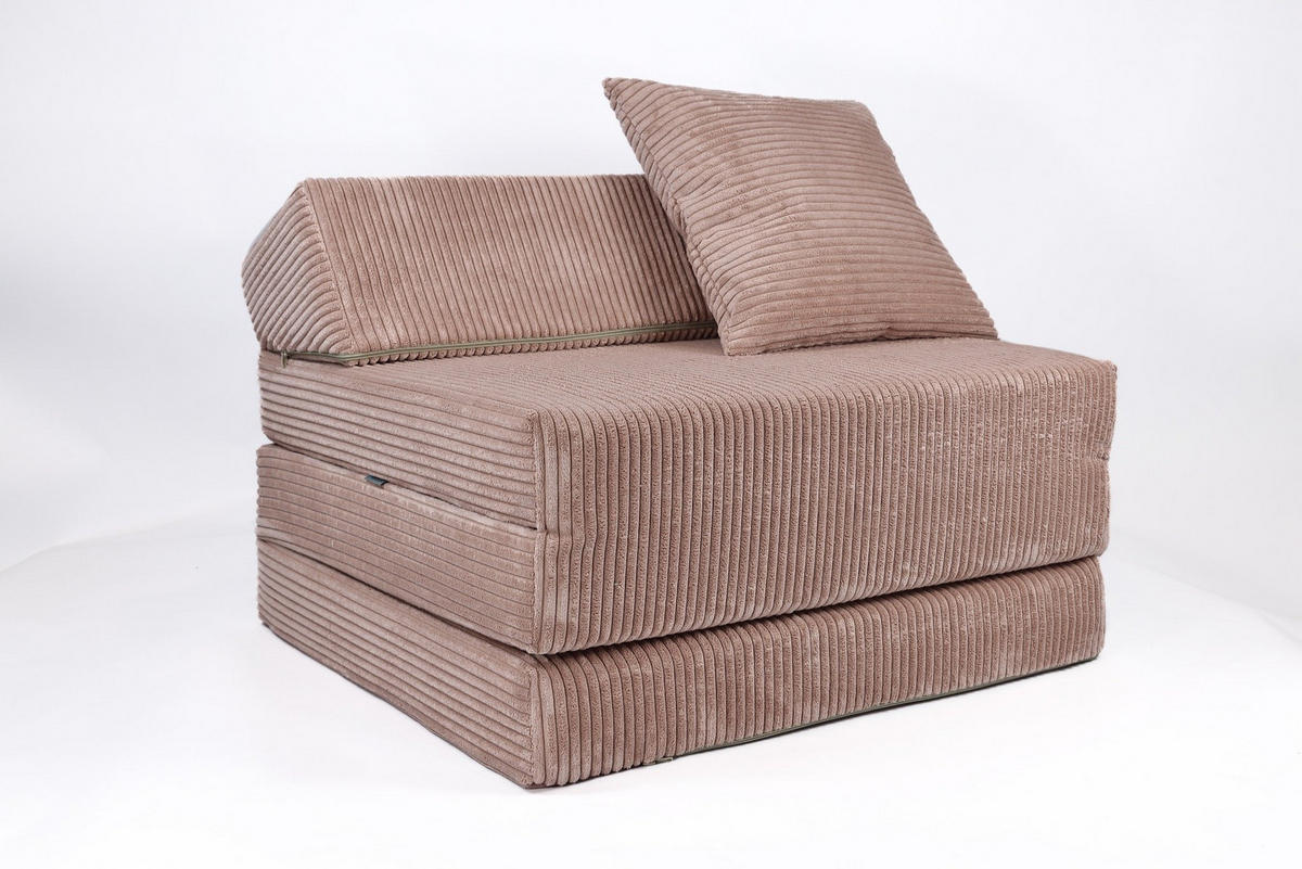 KLAPPMATRATZE MIT KOPFTEIL aus Kuschel-Cord in Altrosa - Altrosa, Textil (70/200cm) - Fortisline